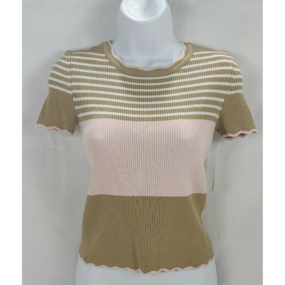 Maison Jules Womens Top XS Beige London Printed - Picture 4 of 15